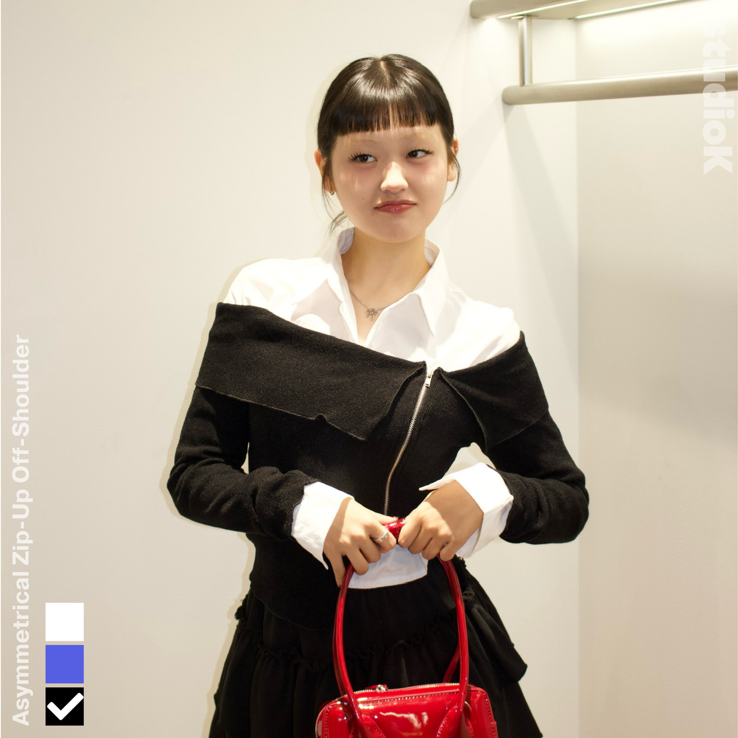Asymmetrical Zip-Up Off-Shoulder (3c.)
