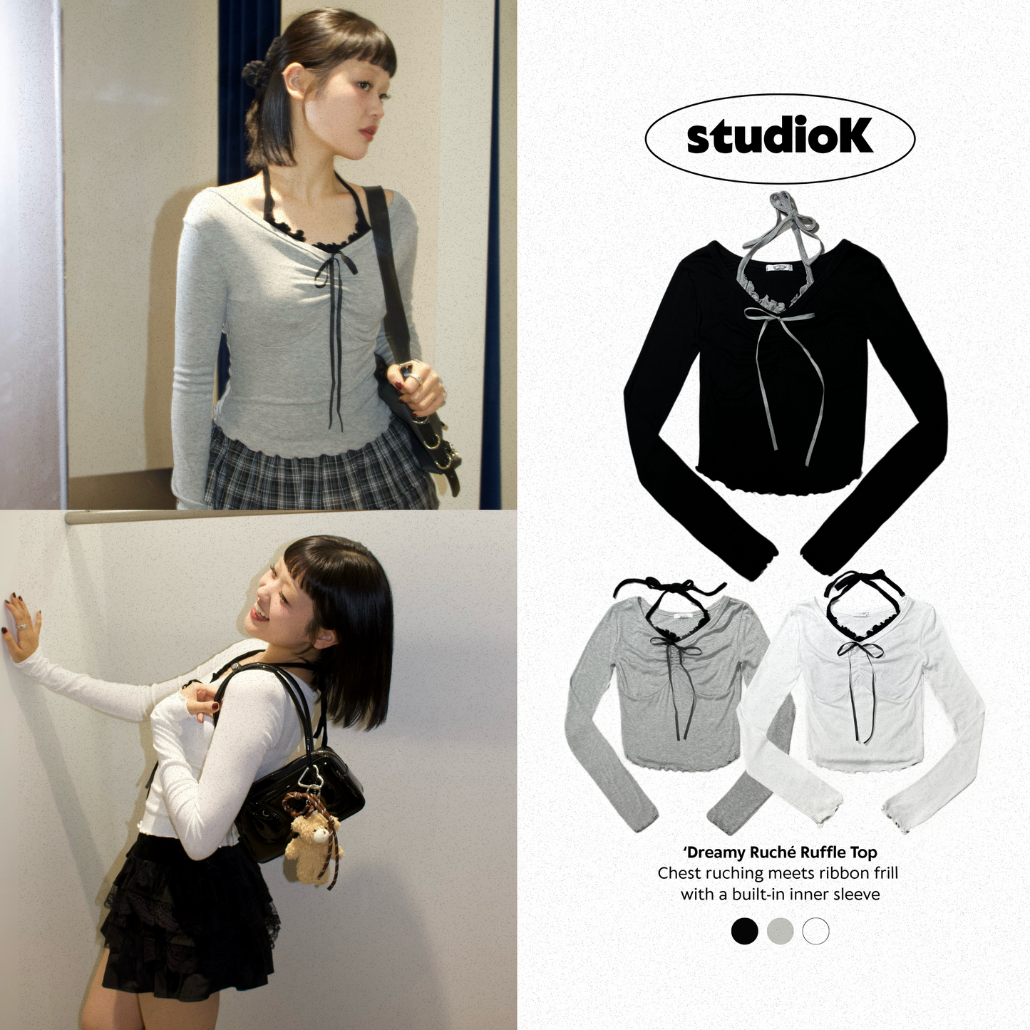 'Dreamy Ruché Ruffle Top (3c.)