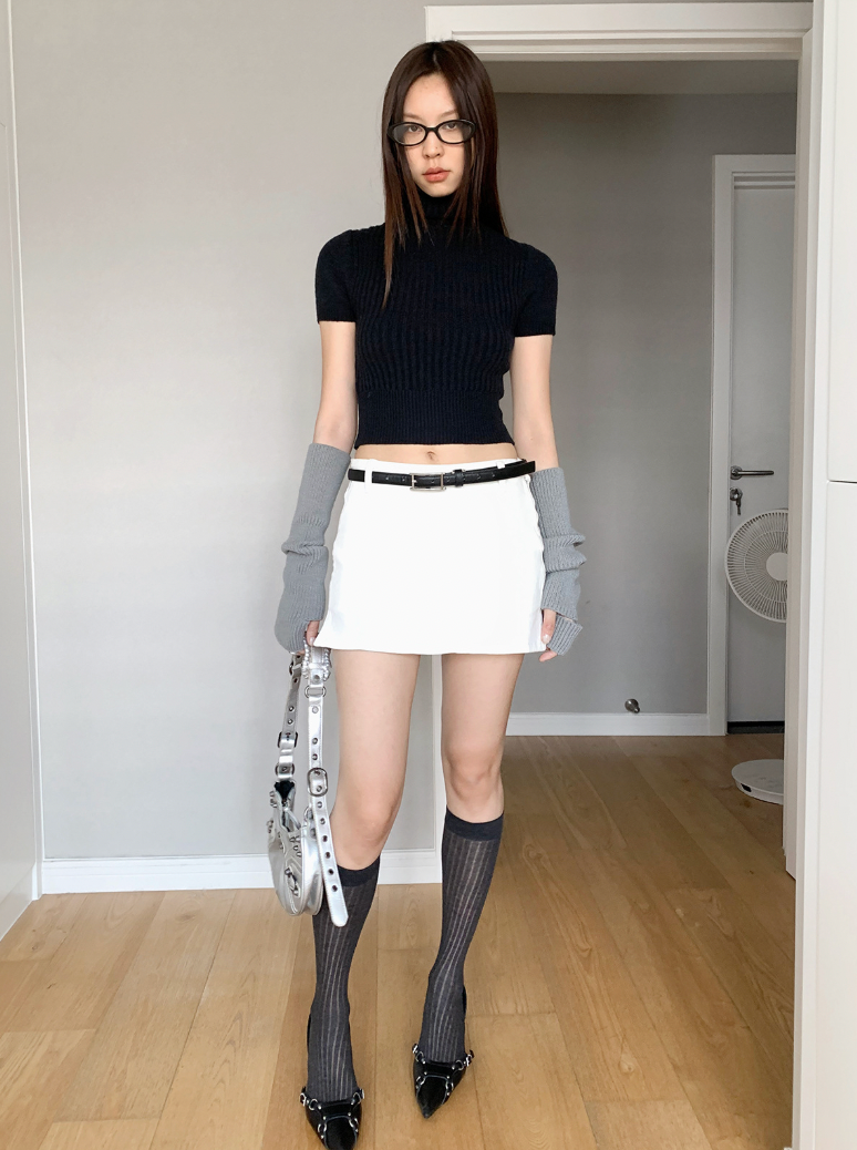 Chunky Ribbed Turtleneck Short Sleeves (3c.)