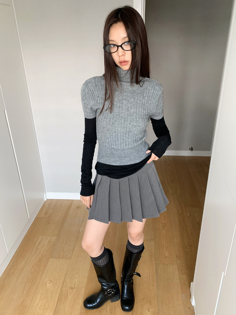 Chunky Ribbed Turtleneck Short Sleeves (3c.)