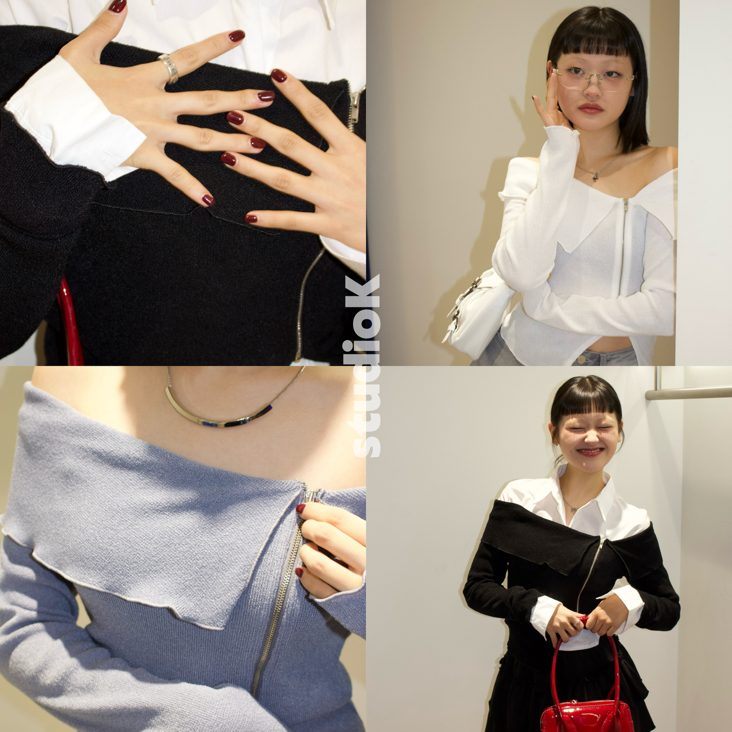 Asymmetrical Zip-Up Off-Shoulder (3c.)