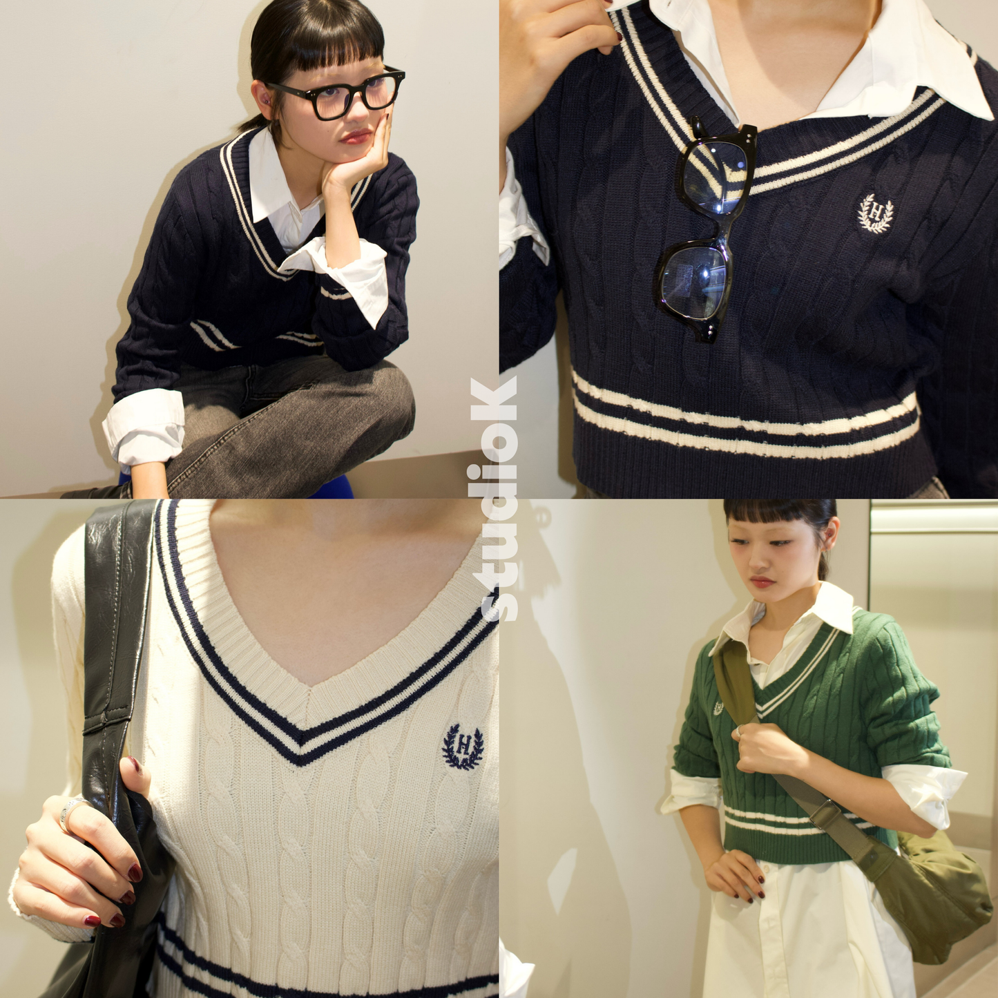 V-Neck School Knit (3c.)