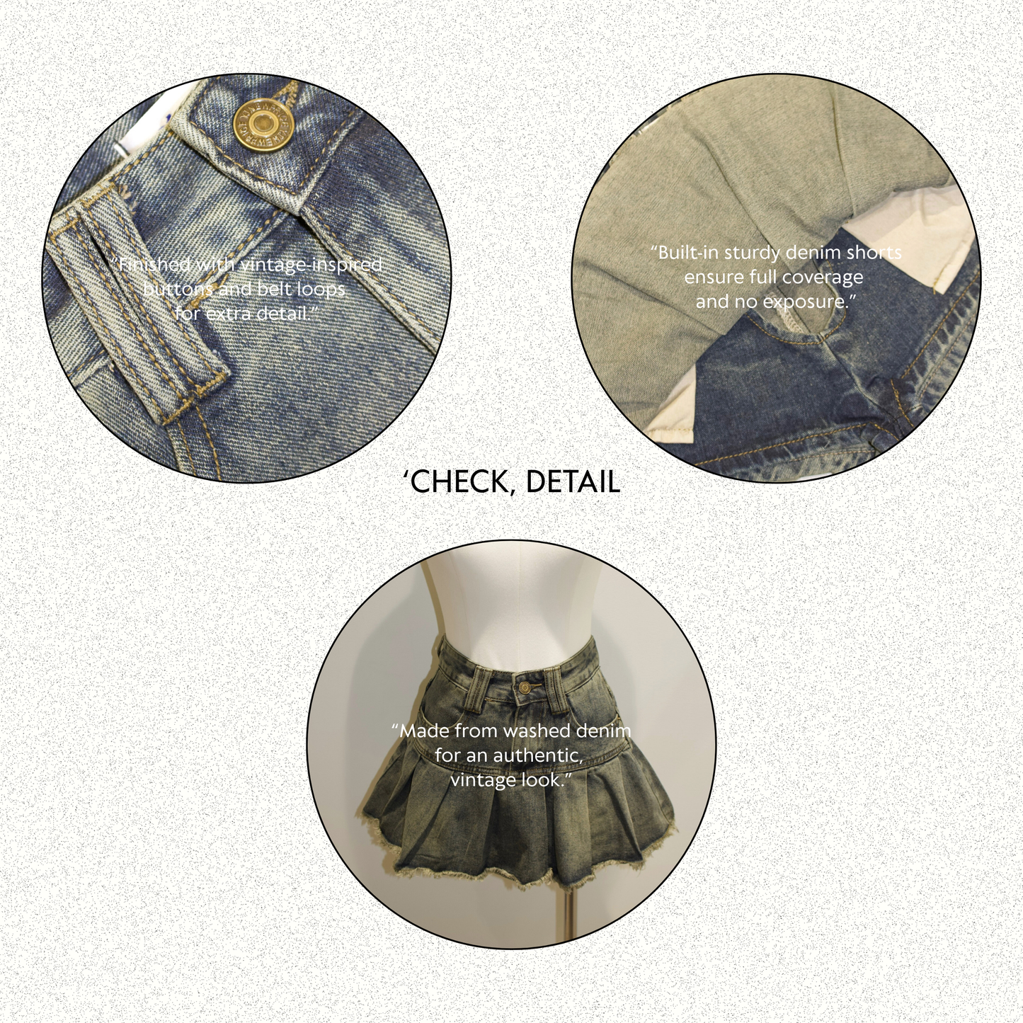 Vintage Denim Pleated Skirt