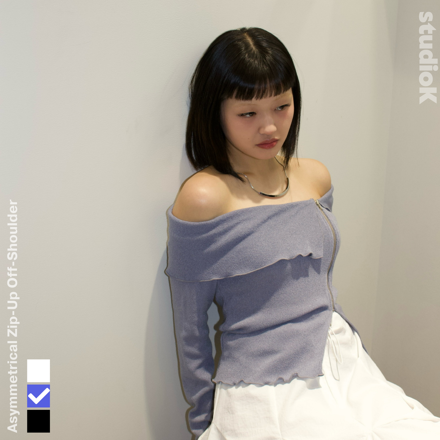 Asymmetrical Zip-Up Off-Shoulder (3c.)