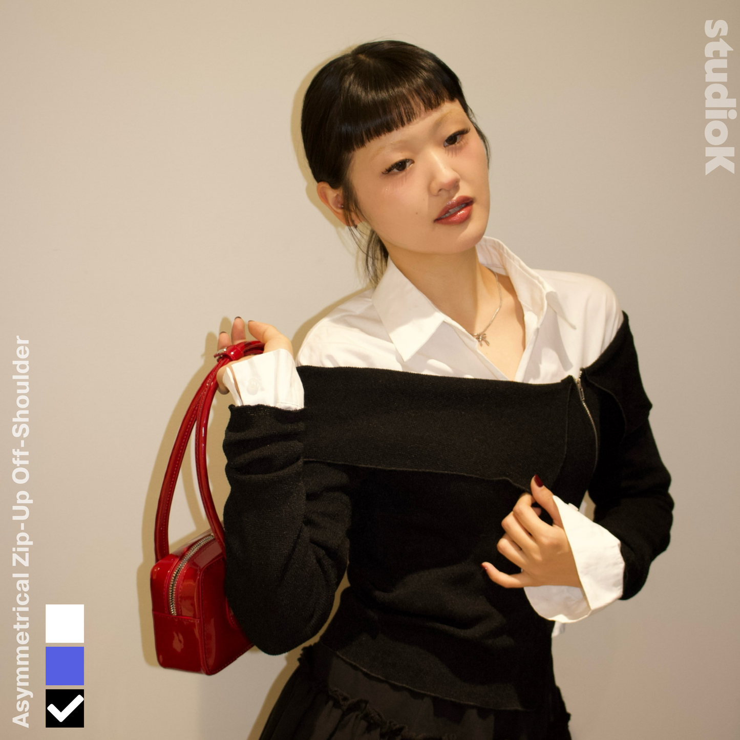 Asymmetrical Zip-Up Off-Shoulder (3c.)