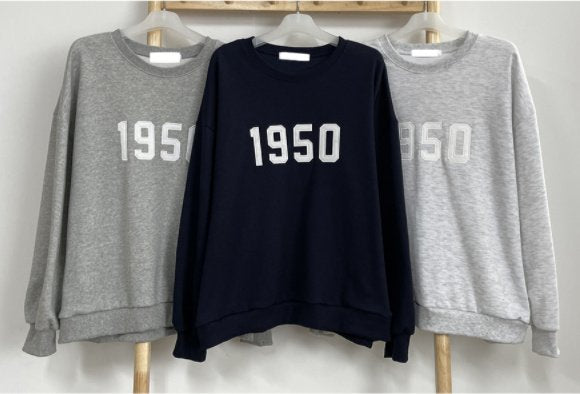 "1950" Graphic Oversized Crew Neck Jumper (3c.)