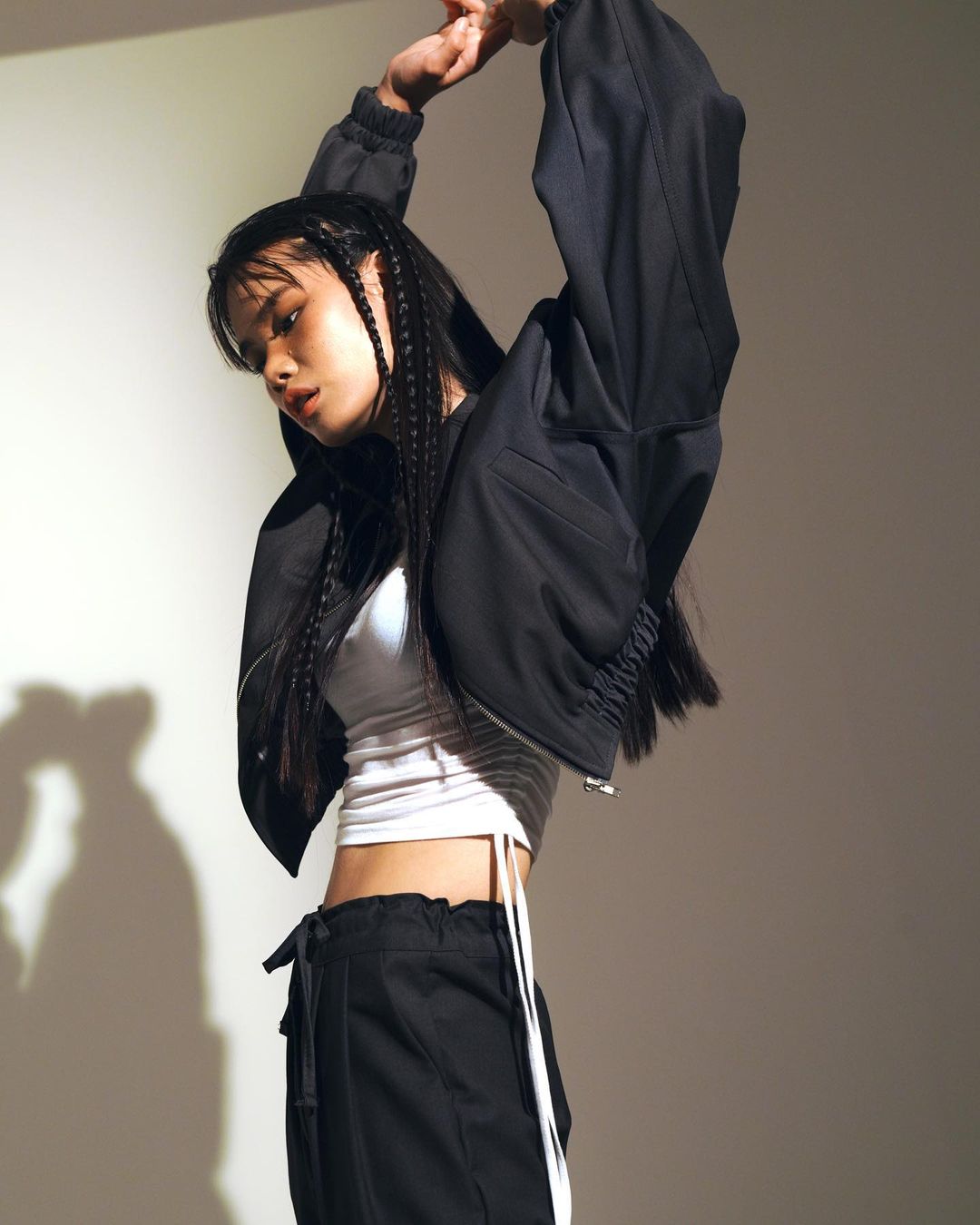 Drawstring Ruched Side Crop Longsleeve