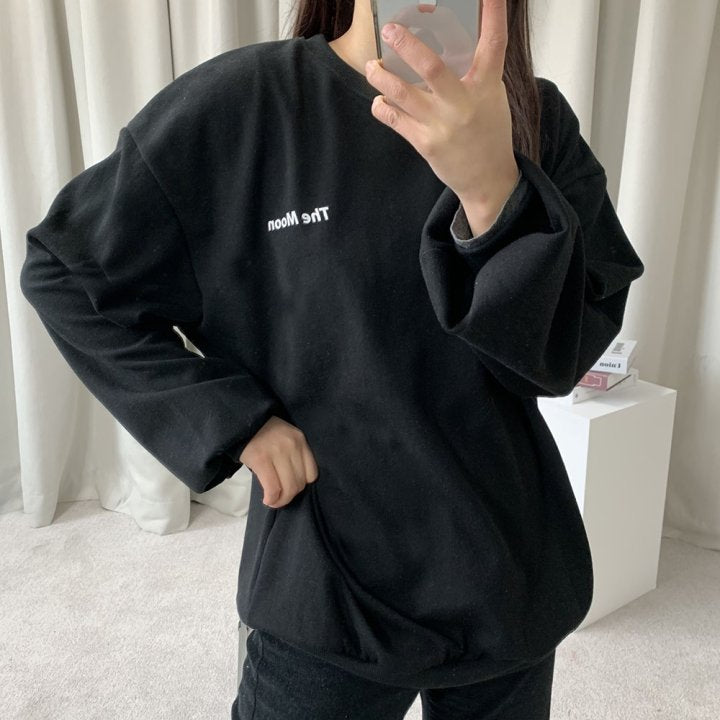 Graphic Oversized Crew Neck Jumper (The Moon)
