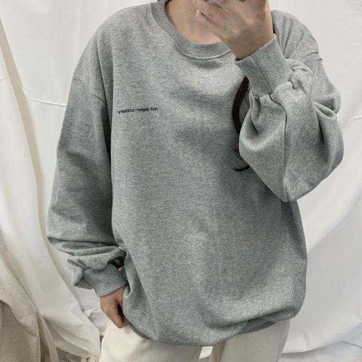 Graphic Oversized Crew Neck Jumper (Rock-Paper-Scissors)