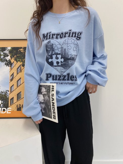 Graphic Oversized Crew Neck Jumper (Mirroring Puzzle)
