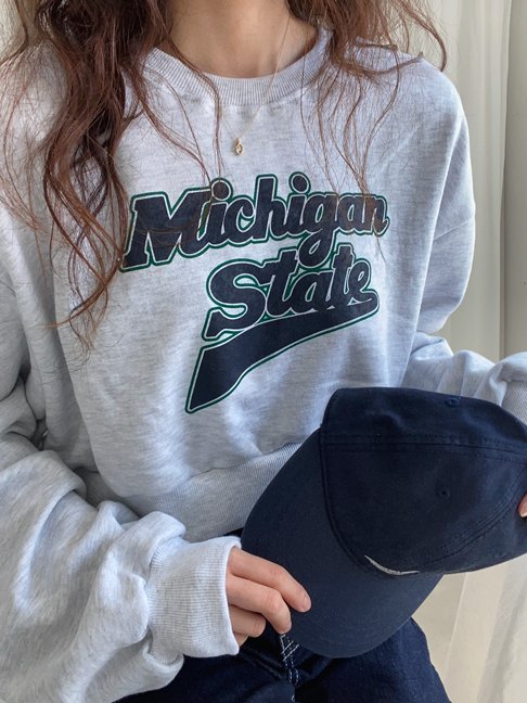 "Michigan State" Graphic Oversized Crop Jumper