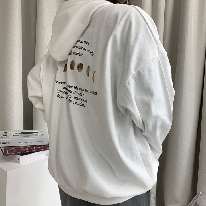 Graphic Oversized Crew Neck Jumper (Midnight Hoodie)