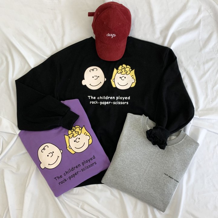 Graphic Oversized Crew Neck Jumper (Rock-Paper-Scissors)