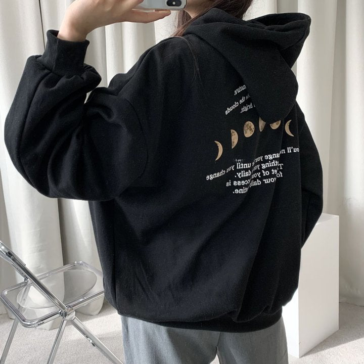 Graphic Oversized Crew Neck Jumper (Midnight Hoodie)