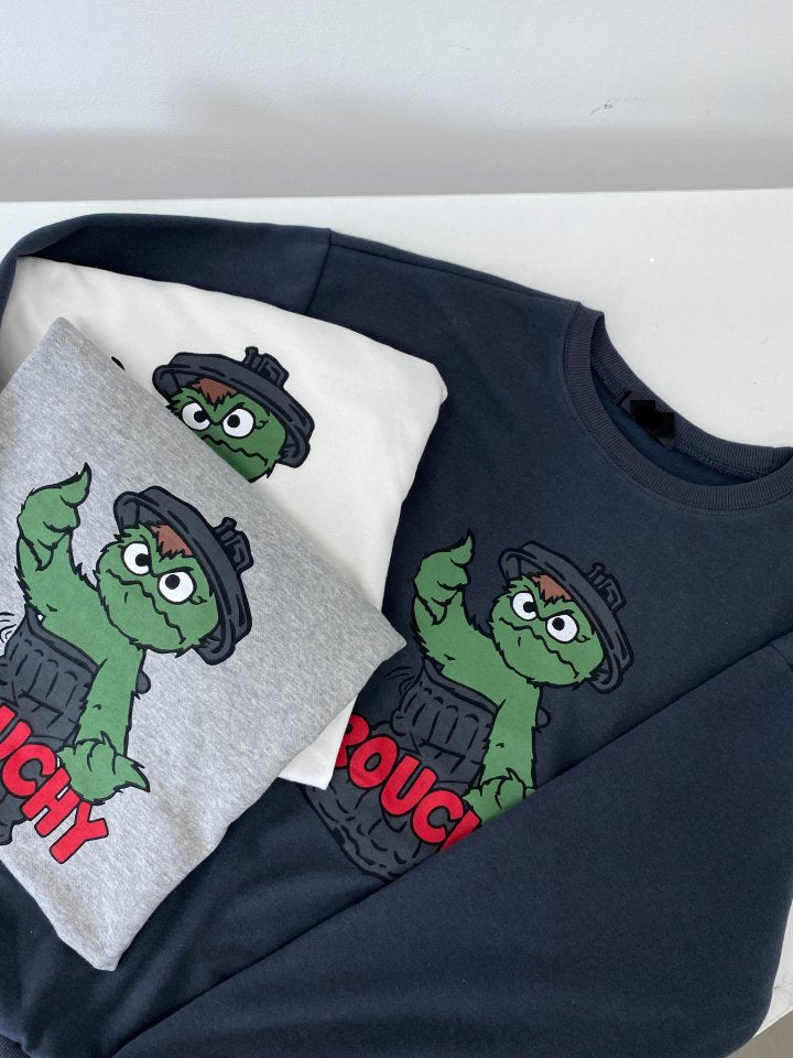 Graphic Oversized Crew Neck Jumper (Grouchy)