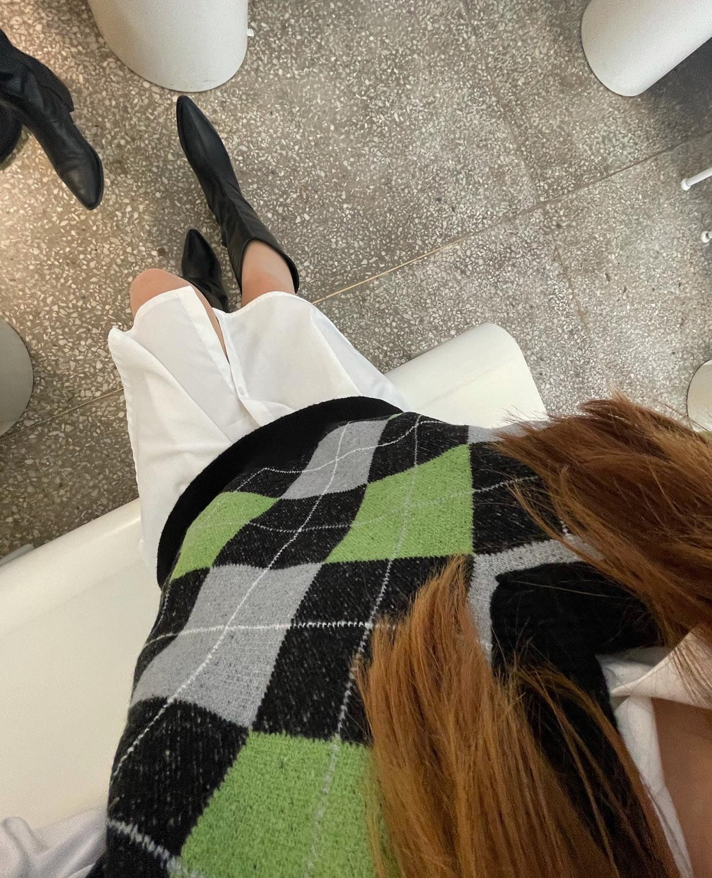 Oversized Argyle Sweater Vest