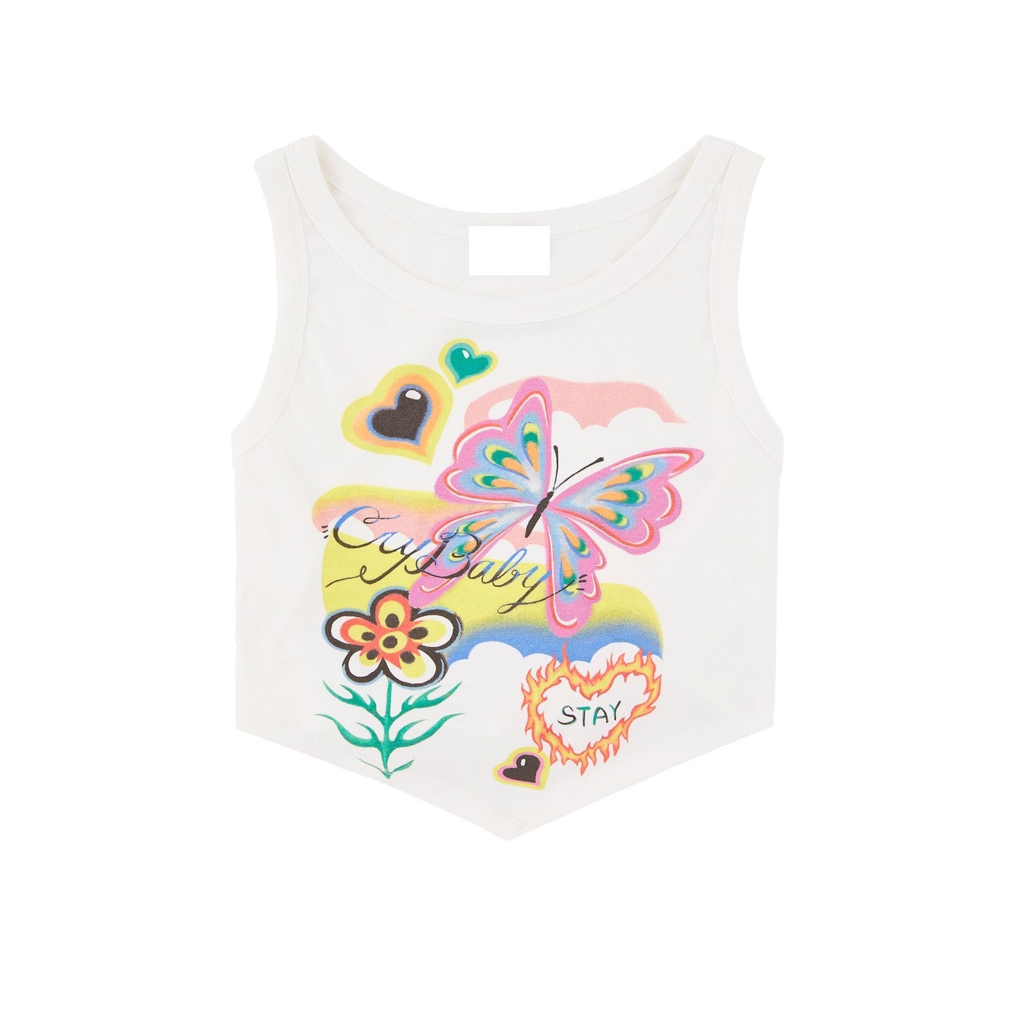 Y2K Graphic Open-back Crop Tanktop