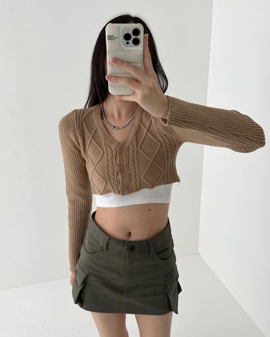 Cable Knitted Crop Cardigan (2c.)