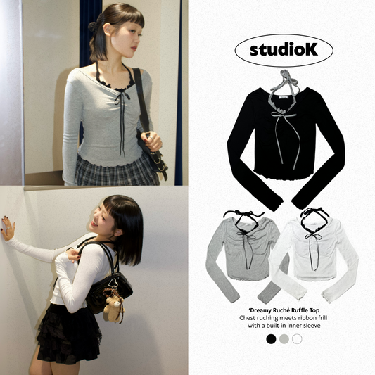 'Dreamy Ruché Ruffle Top (3c.)