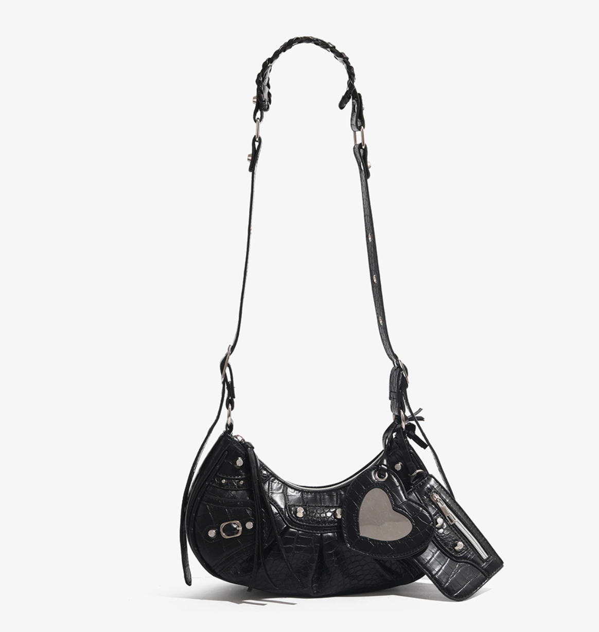 CRINKLE LEATHER CHARM BAG (3c.)
