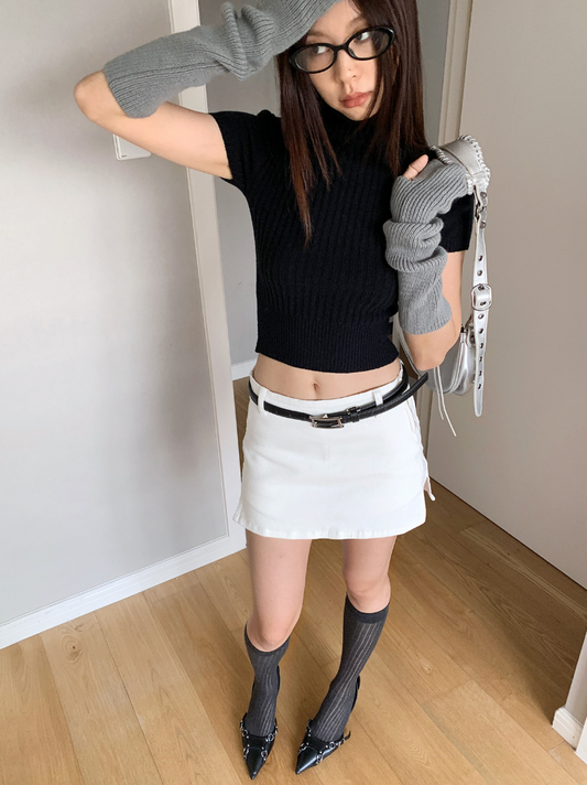 Chunky Ribbed Turtleneck Short Sleeves (3c.)