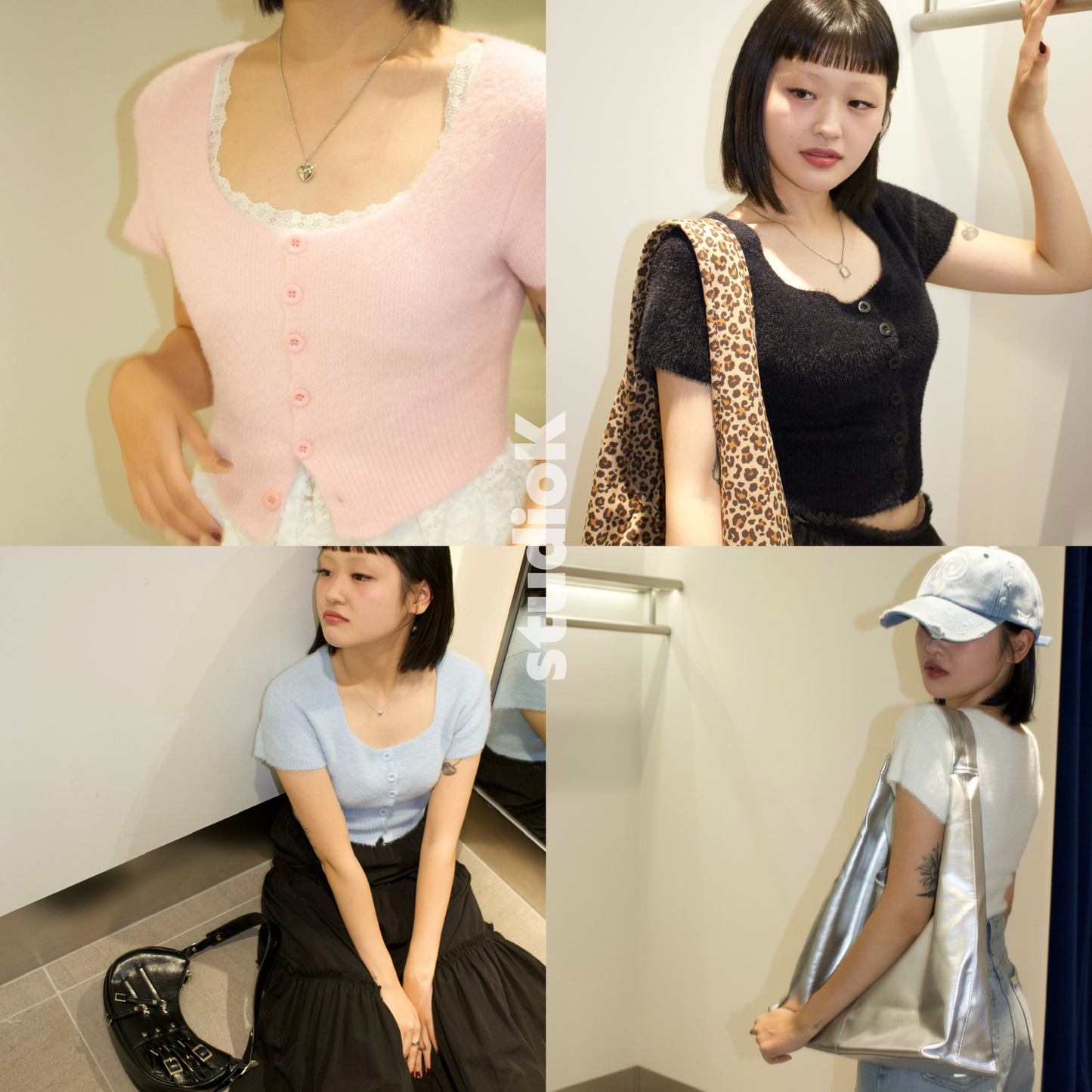 Angora Button Short Sleeve Cardigan (4c.)