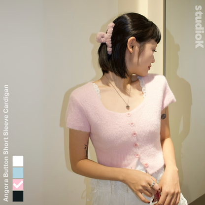 Angora Button Short Sleeve Cardigan (4c.)