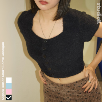 Angora Button Short Sleeve Cardigan (4c.)