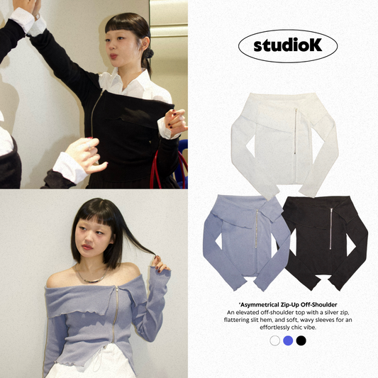 Asymmetrical Zip-Up Off-Shoulder (3c.)
