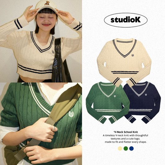 V-Neck School Knit (3c.)