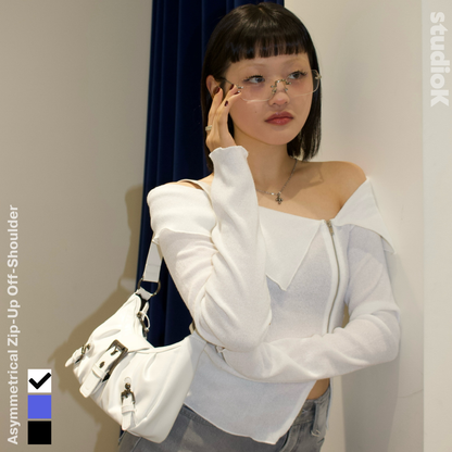 Asymmetrical Zip-Up Off-Shoulder (3c.)
