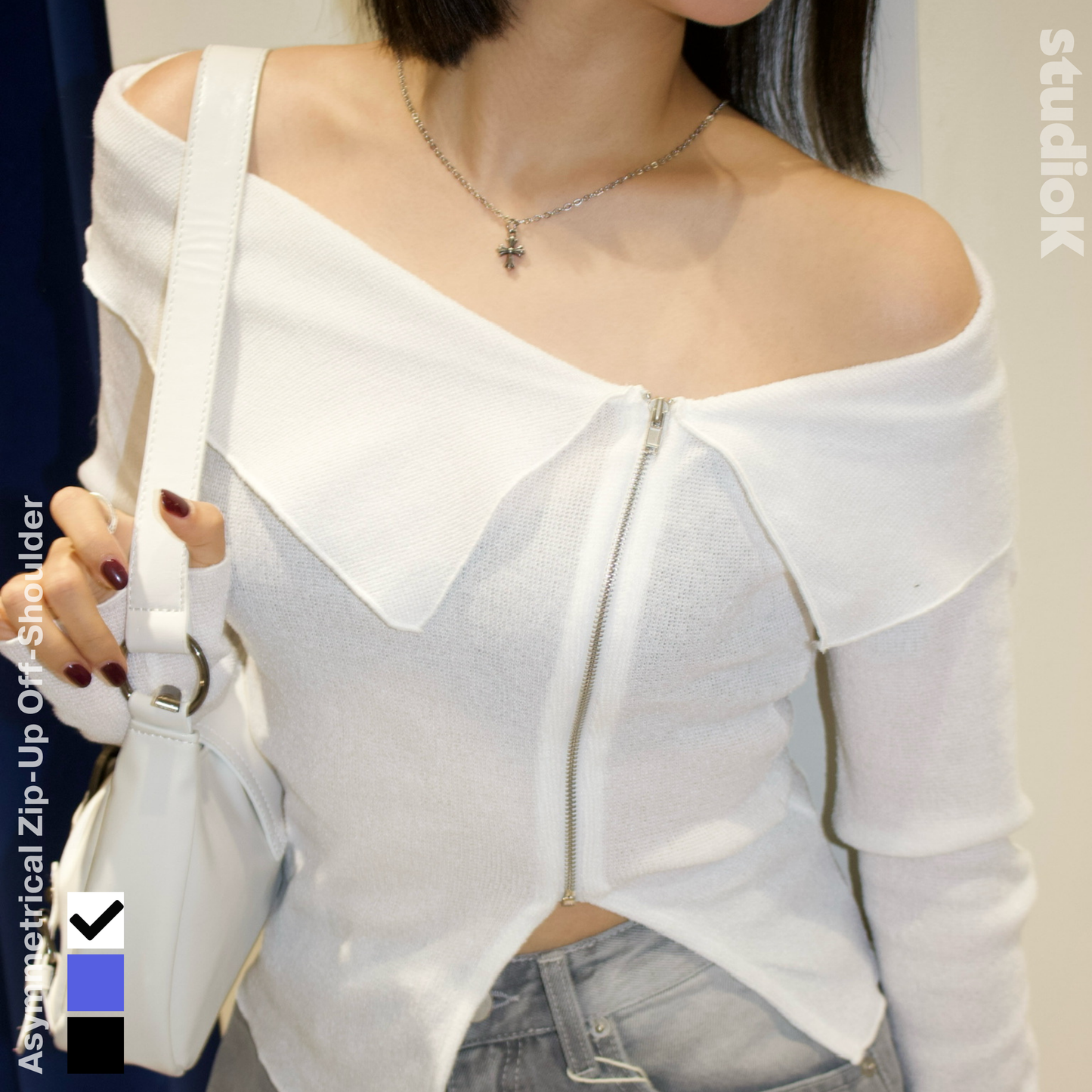 Asymmetrical Zip-Up Off-Shoulder (3c.)