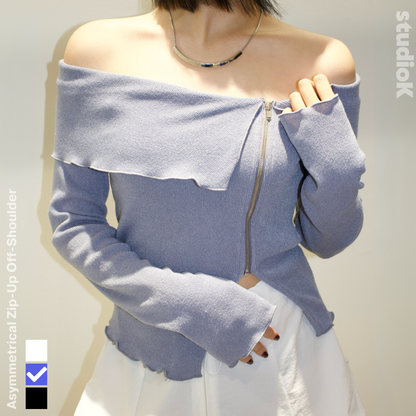 Asymmetrical Zip-Up Off-Shoulder (3c.)