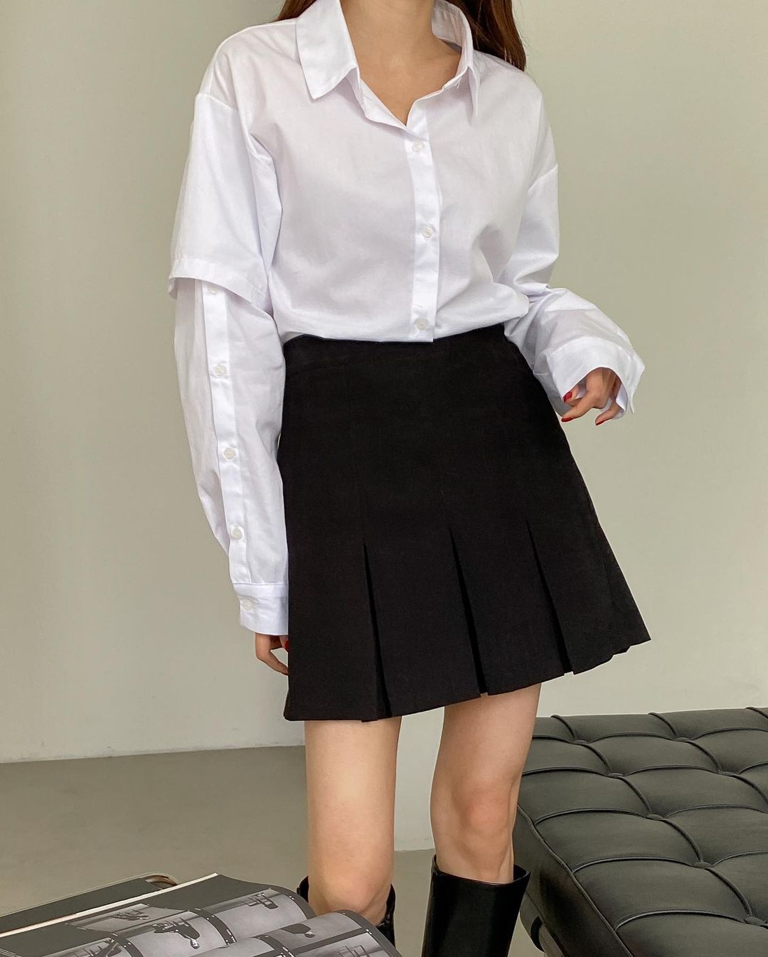 High Waist Pleated Skirt