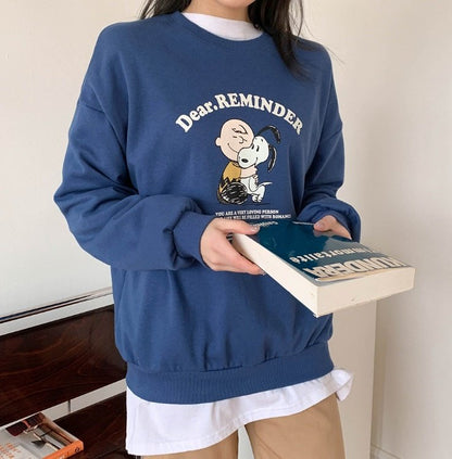 "Dear Reminder" Graphic Oversized Crew Neck Jumper (4c.)