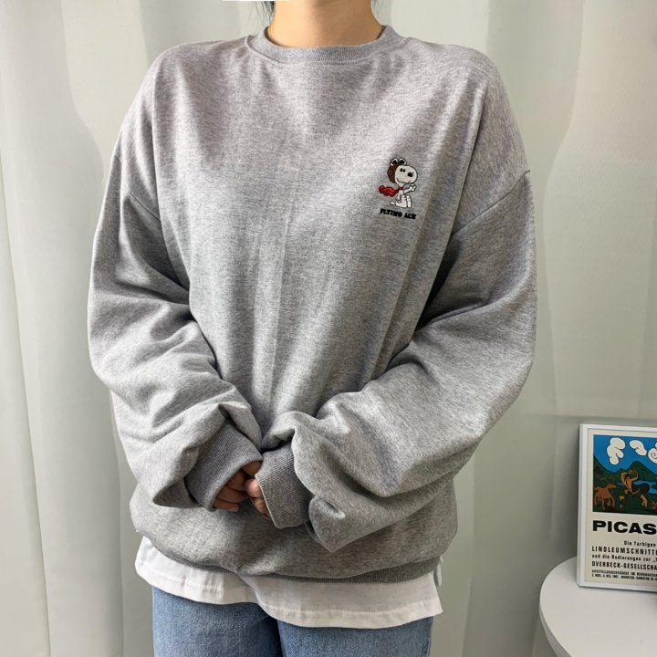 Graphic Oversized Crew Neck Jumper (Snoopy Hustle)