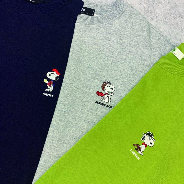 Graphic Oversized Crew Neck Jumper (Snoopy Hustle)