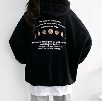 "Midnight Hoodie" Graphic Oversized Crew Neck Jumper (3c.)