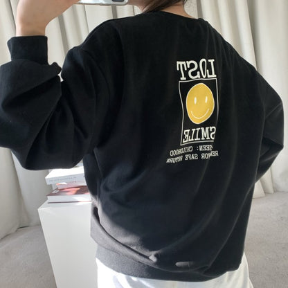 "Lost Smile" Graphic Oversized Crew Neck Jumper (2c.)