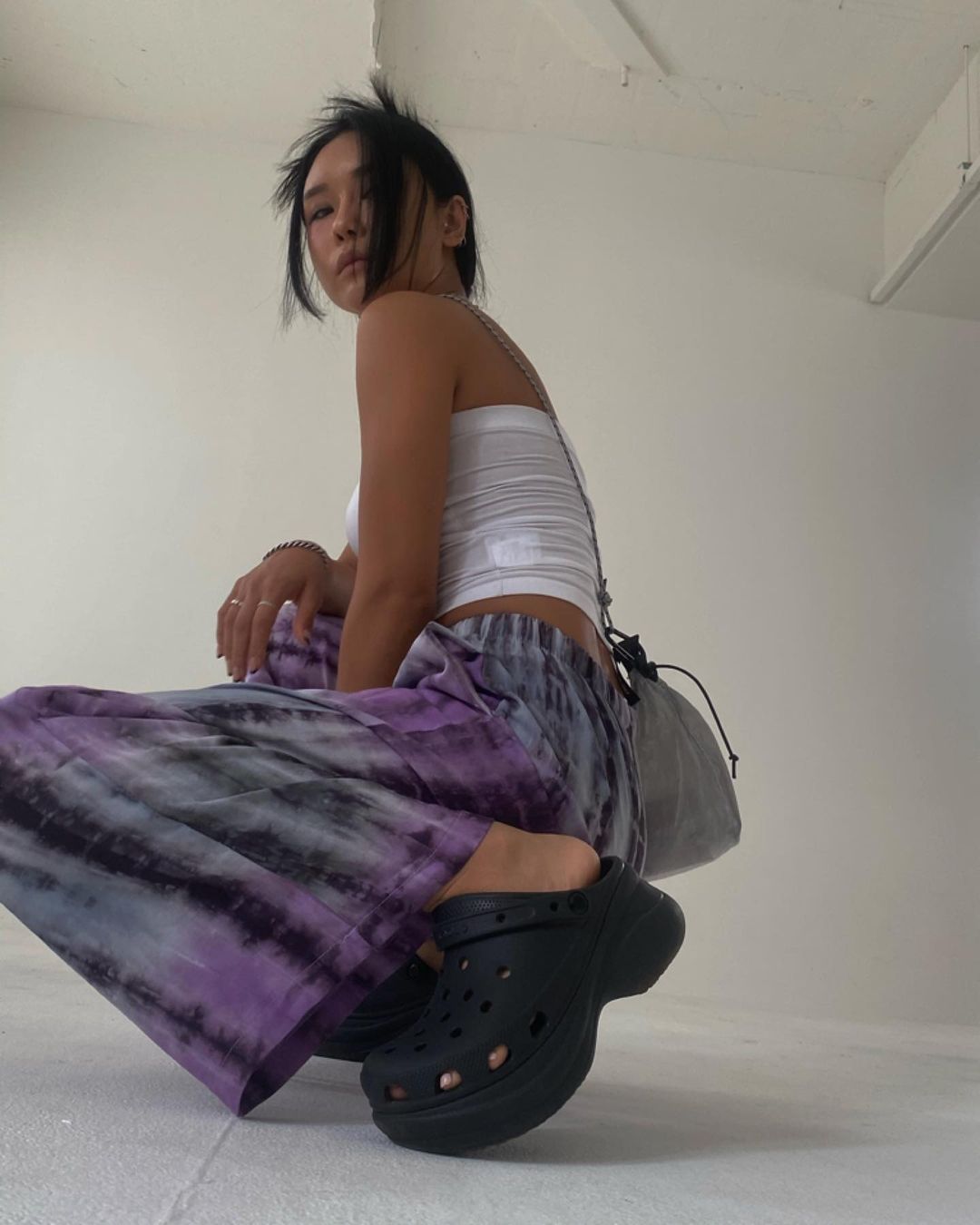 Contrast Tie-Dye Wide Leg Pants