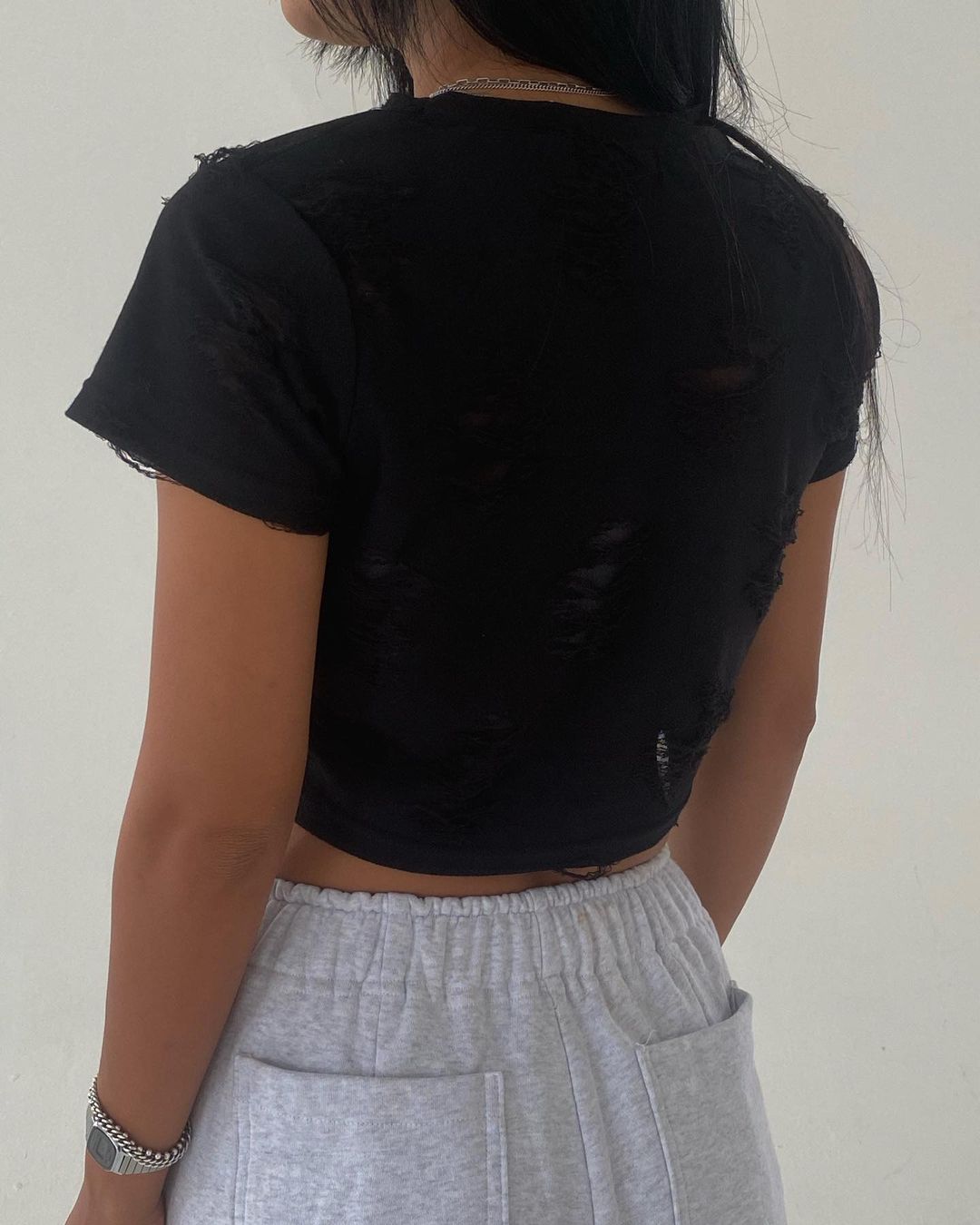 Grunge Style Ripped Crop Top