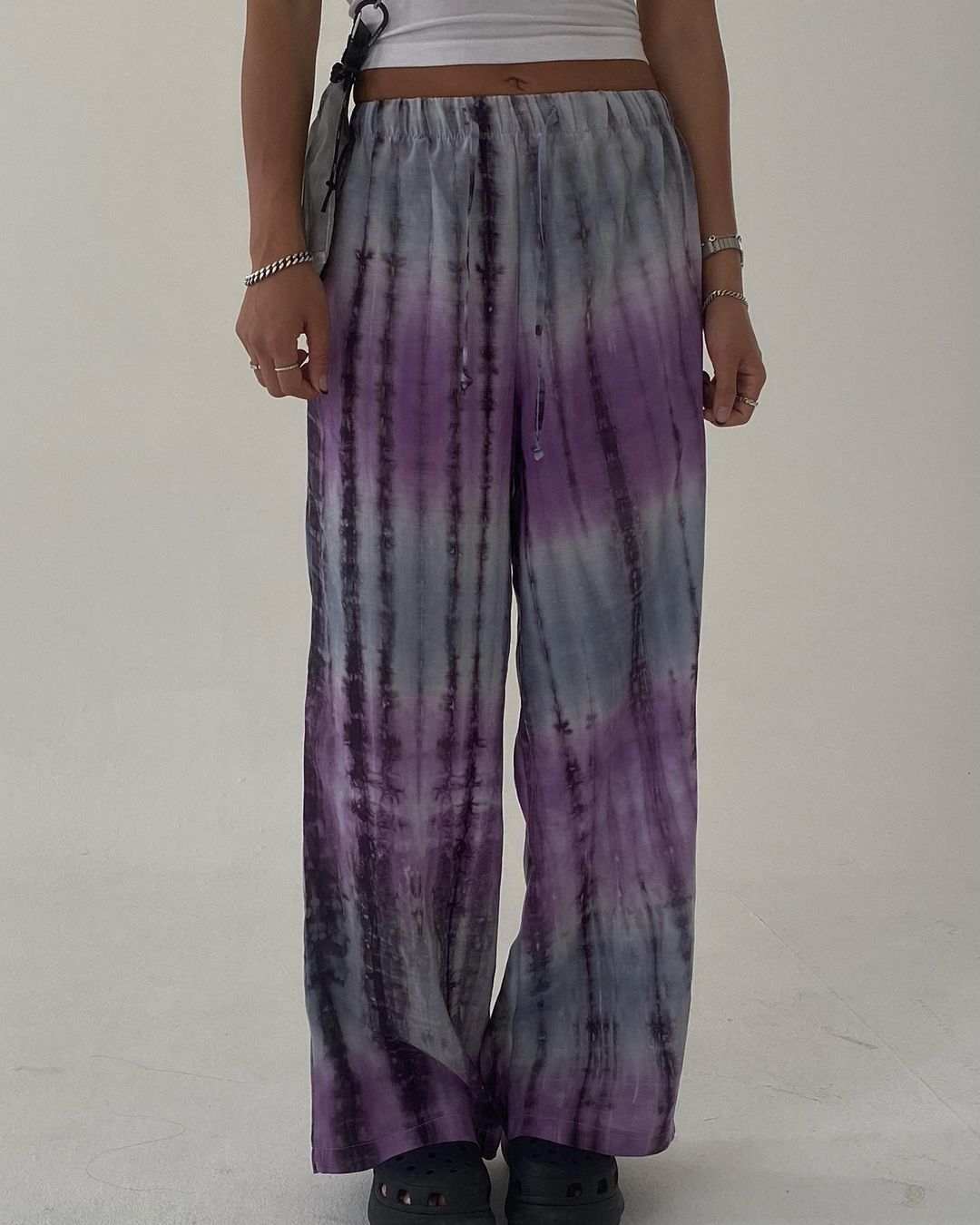 Contrast Tie-Dye Wide Leg Pants