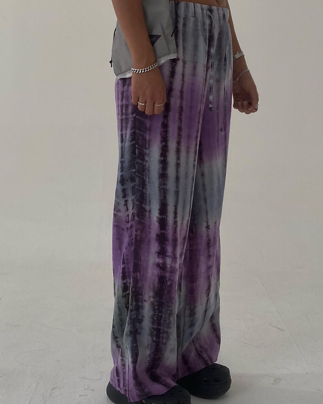 Contrast Tie-Dye Wide Leg Pants