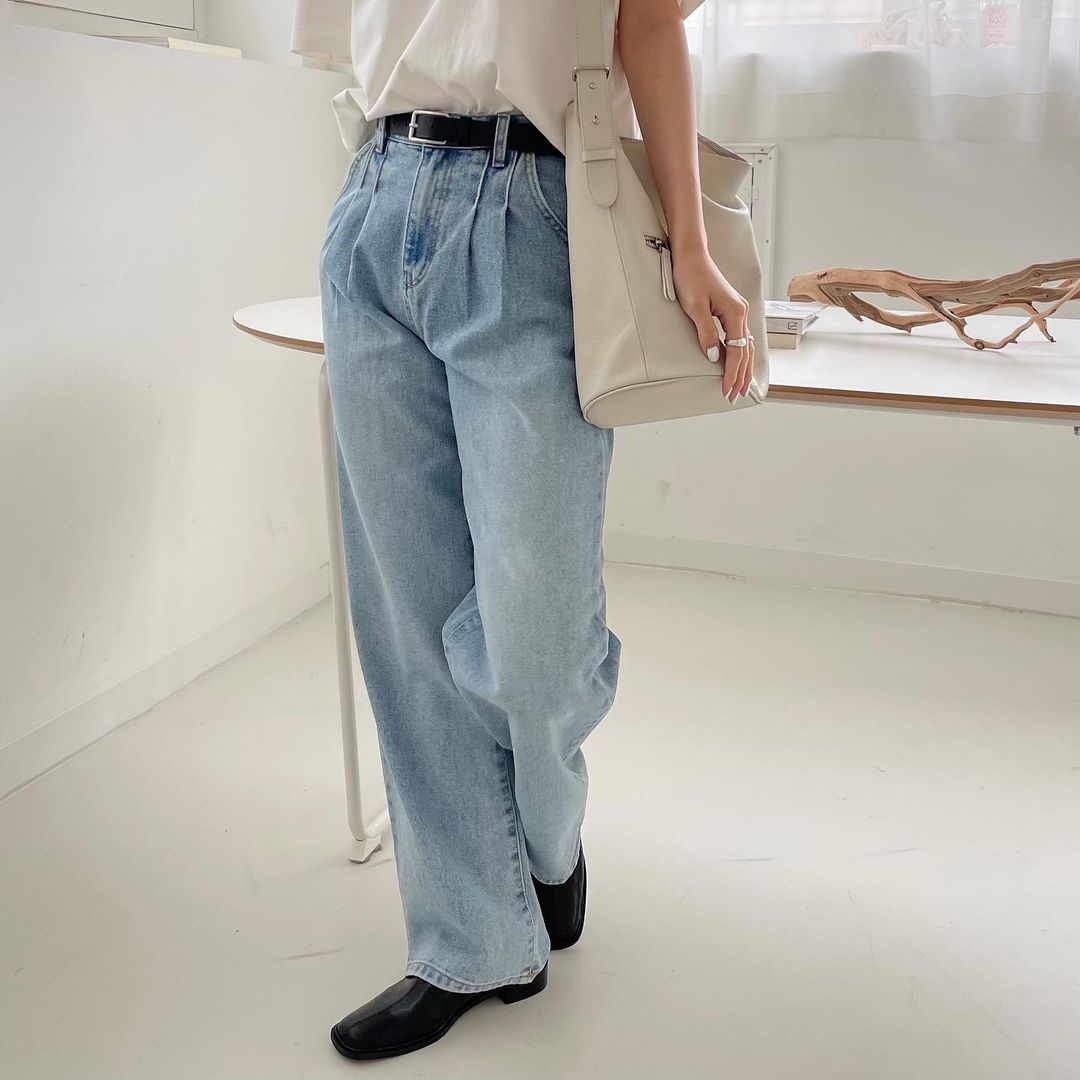 Pintuck Straight Leg Jean