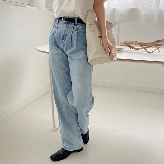 Pintuck Straight Leg Jean
