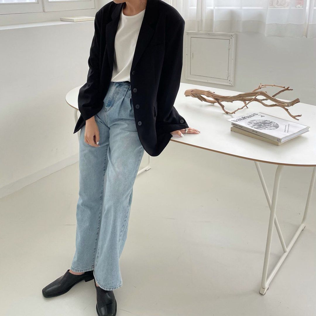 Pintuck Straight Leg Jean