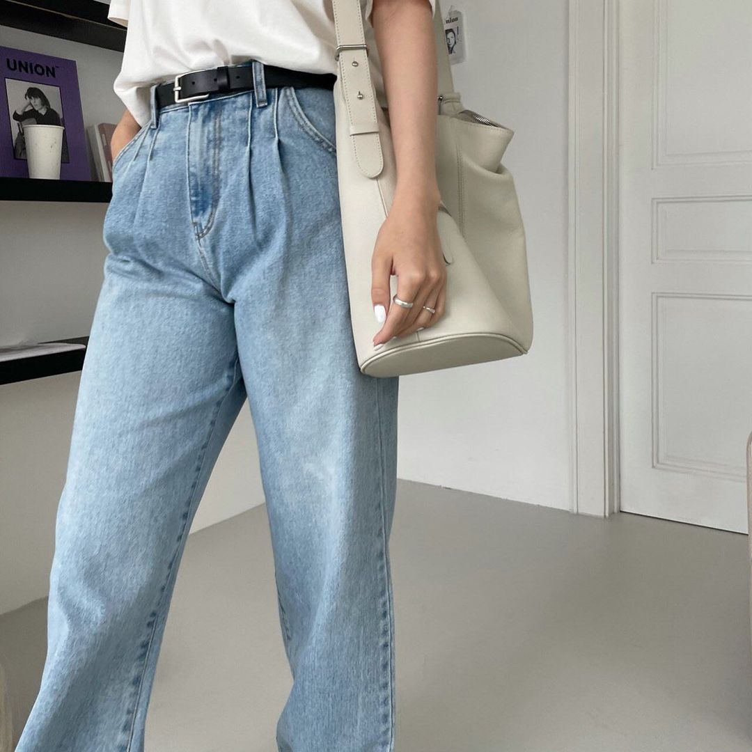 Pintuck Straight Leg Jean