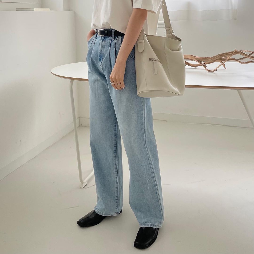 Pintuck Straight Leg Jean