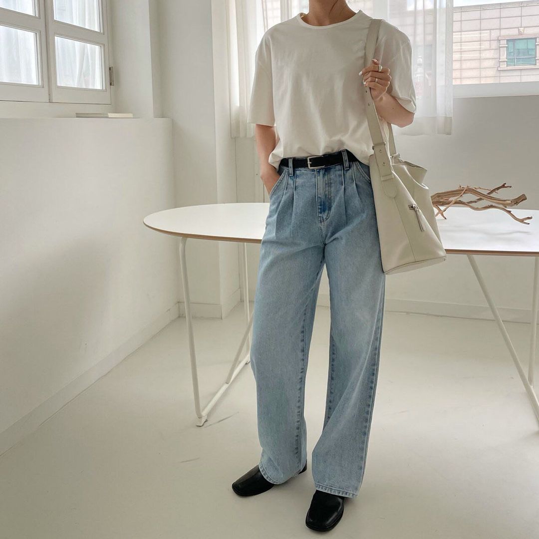 Pintuck Straight Leg Jean