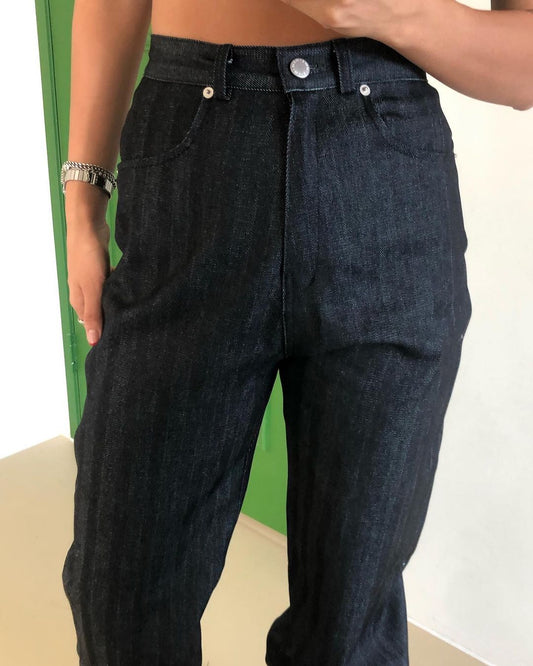Tweed Pattern Indigo Black Denim